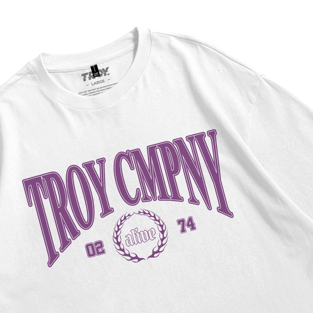 Troy Company Oversize Tshirt White Alive - Kaos Oversize Putih Lengan Pendek OVD 3118