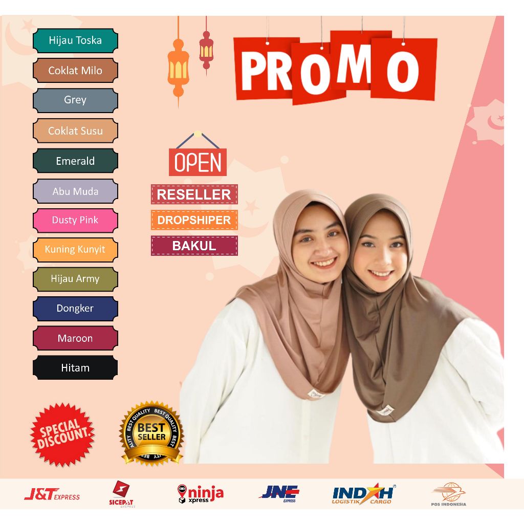 By assalm - 88rb dpt 14pcs  jilbab sport hijab bergo hamidah kerudung bergo jersey pet tebal adem ny