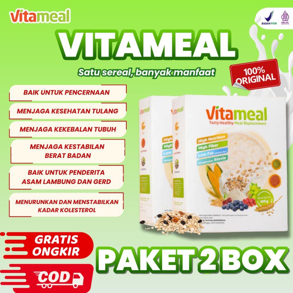 

Vitameal – Sereal Sehat Atasi Gula Darah, Magh, Gerd, dan Berat Badan | Paket 2 Box