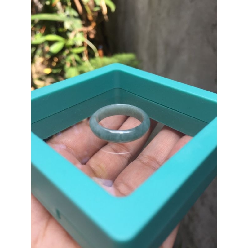 Cincin Giok Blue Water Asli ukuran 16 HK