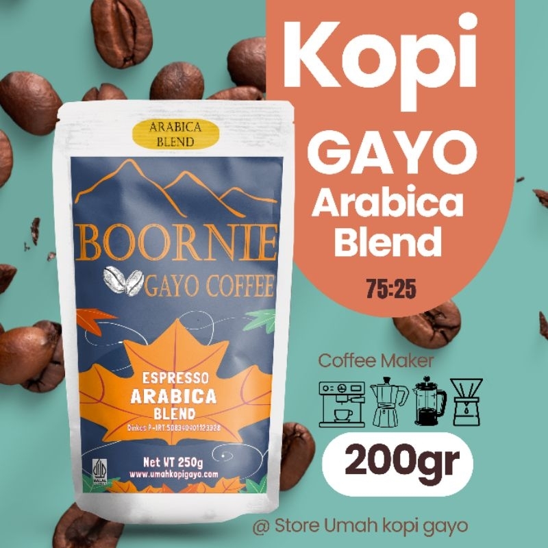 

Kopi Gayo Arabica Blend 200gr base Espresso Kopi Tubruk Tiam Kopi Susu Drip Coffee V60