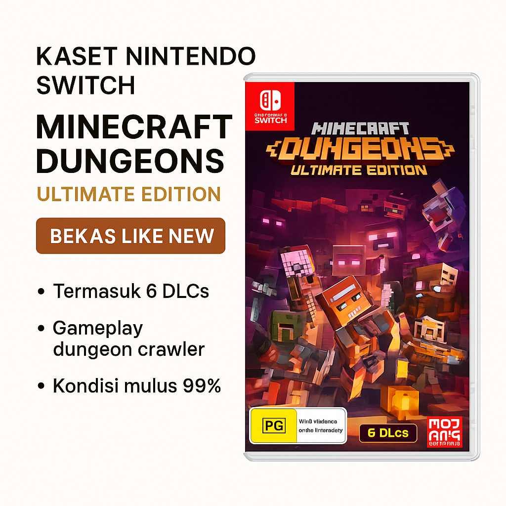 Kaset Nintendo Switch Minecraft Dungeons Ultimate Edition - Bekas Seperti Baru - 6 DLC