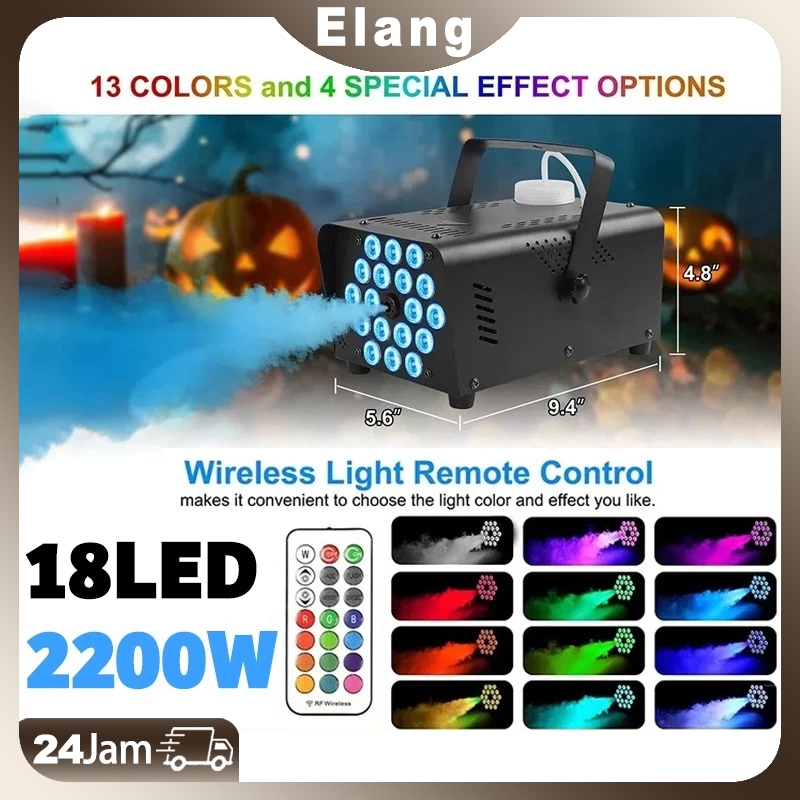 Mesin asap panggung 900W LED RGB lampu sorot panggung alat fogging Disko portable asap warna warni