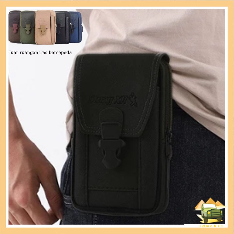 3in1 Sarung Hp/Tas Hp Pria Pinggang Resleting Sabuk Bahan Kanvas Kulit/Dompet Pinggang Tegak Sport A