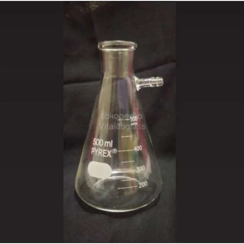 erlenmeyer 500 ml pyrex pipa samping
