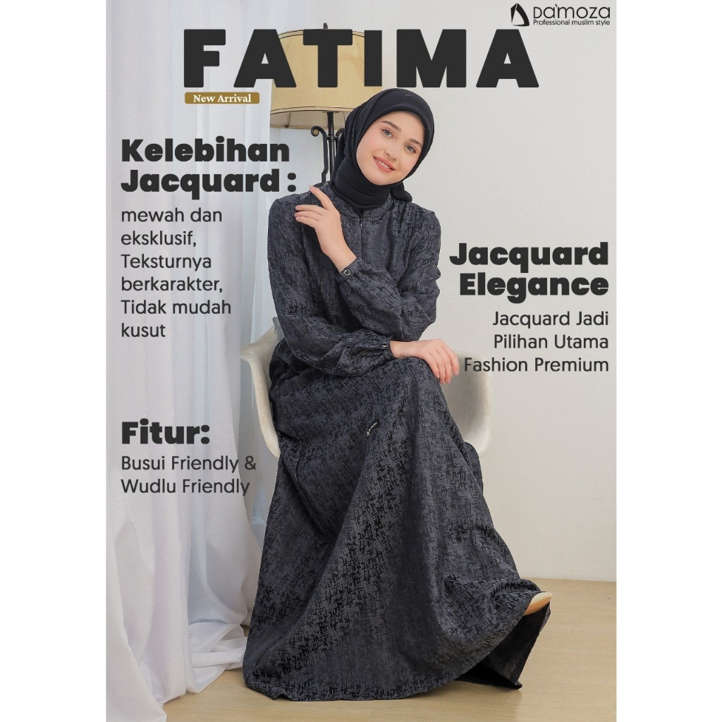 Gamis Dewasa Wanita Perempuan Fatima Black Mutif Damoza