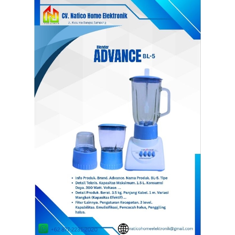 Advance Blender & Chopper Blender 1.2 Liter Multifungsi