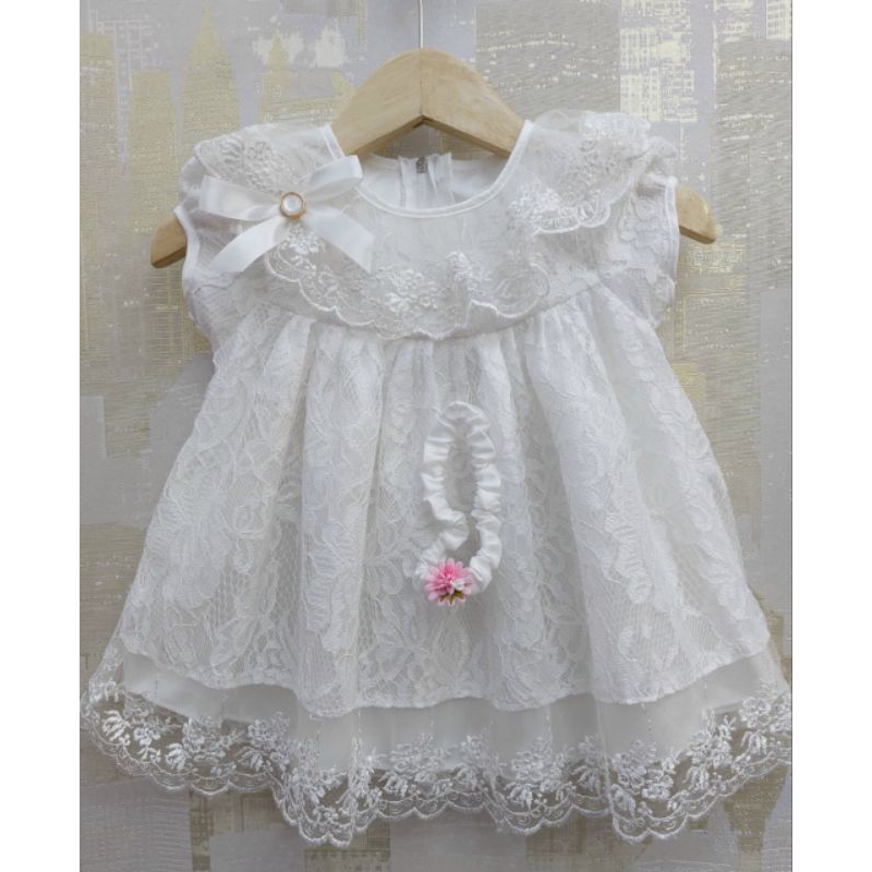 Gaun bayi perempuan putih set,dress bayi putih,gaun aqiqah newbornGAMIS MEWAH AQIQAH/PURE WHITE,BAJU