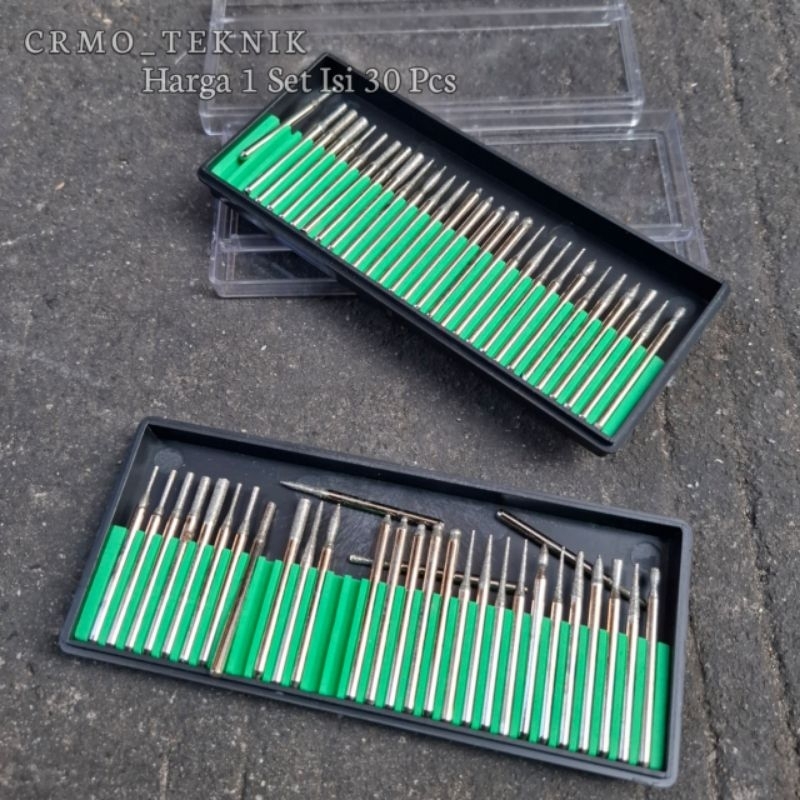 Mata Bor Intan Tuner Set 30 Pcs Grafik Ukir Mini Grinder Mata Bor Intan Mini Set Diamond Burr Bit Se