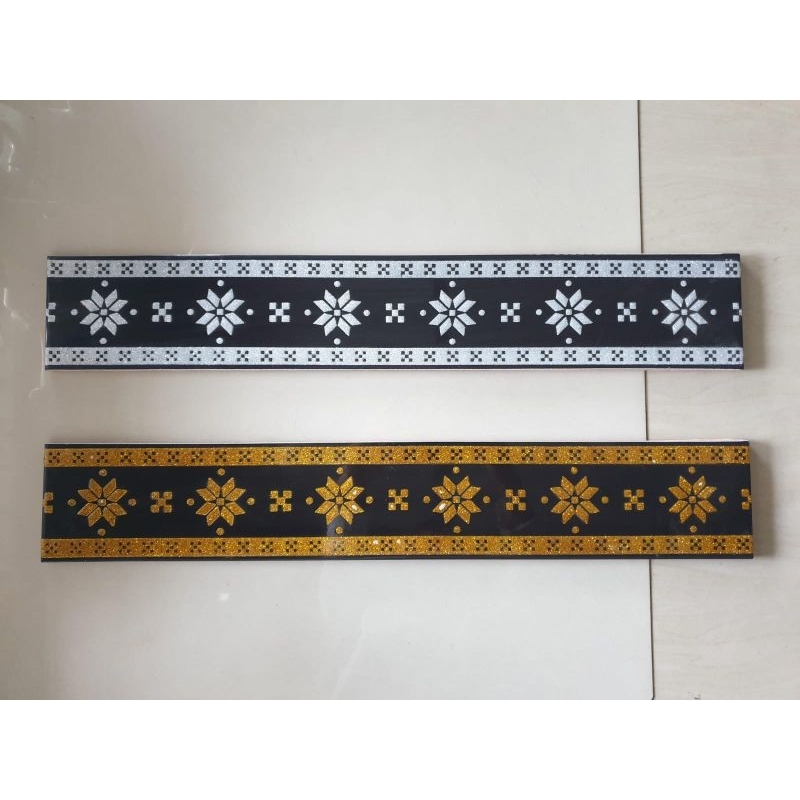 Lis Keramik 10x60 Simple Gold dan Silver