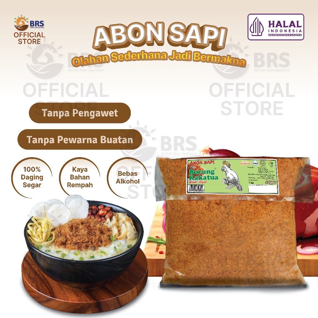 

Abon Sapi Cap Kakatua Hijau isi 1kg