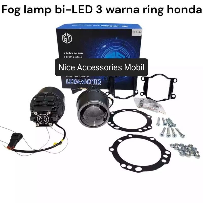 Fog Lamp BI-LED 3 Warna Ring Honda Komplit