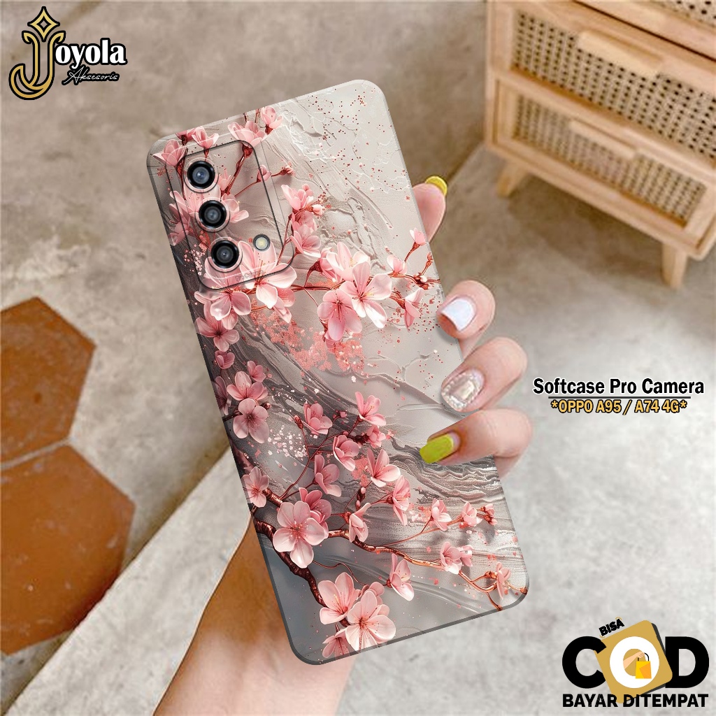 JOYOLA Case OPPO A95/A74 - Fahion Case Bunga - Softcase OPPO A95/A74 - Pro Camera - Casing OPPO A95/