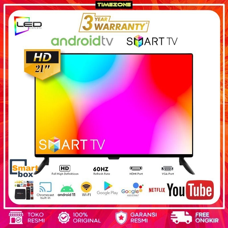 TELEVISI DIGITAL SMART TV LED 21w DENGAN TV BOX GARANSI RESMI
