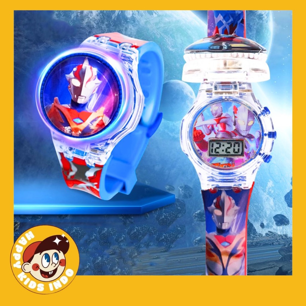 FREE BOX Jam Tangan Anak Laki Laki Perempuan Umur 3 - 8 Tahun Karakter Digital Watch Musik Lampu Spi