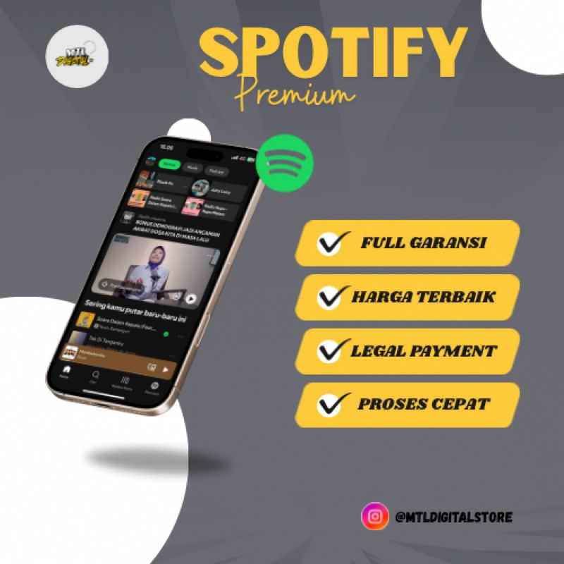 Spotify Premium tanpa iklan dan bergaransi