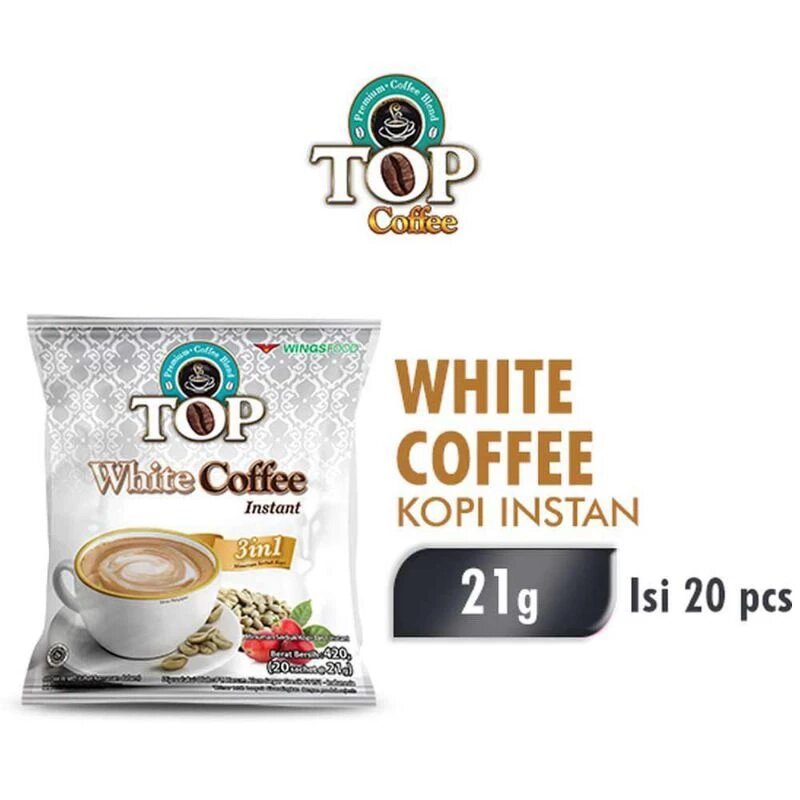 

TOP WHITE COFFEE INSTAN 3 IN 1 420gr Isi 20 Sachet @21gr Kopi