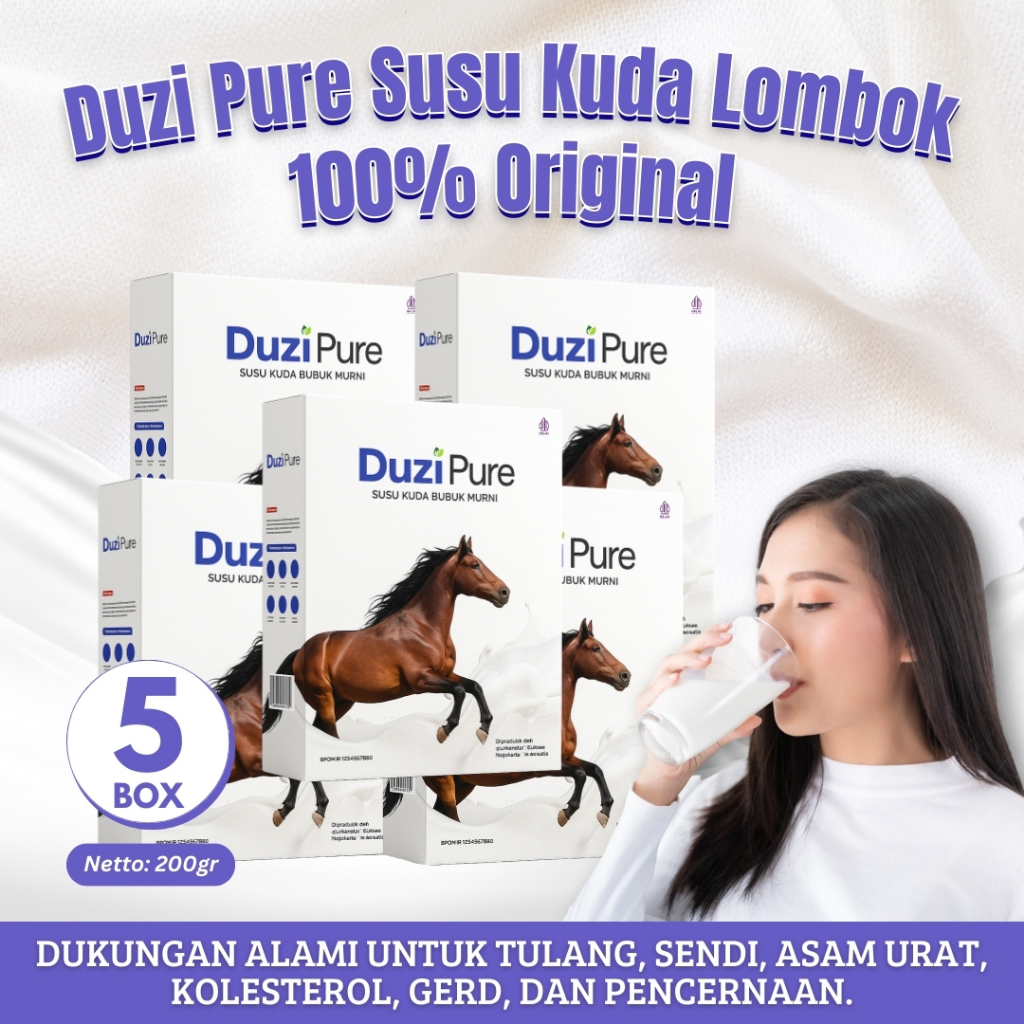 

Duzi Pure - Susu Kuda Liar Lombok Bubuk 200 Gram 5 Box