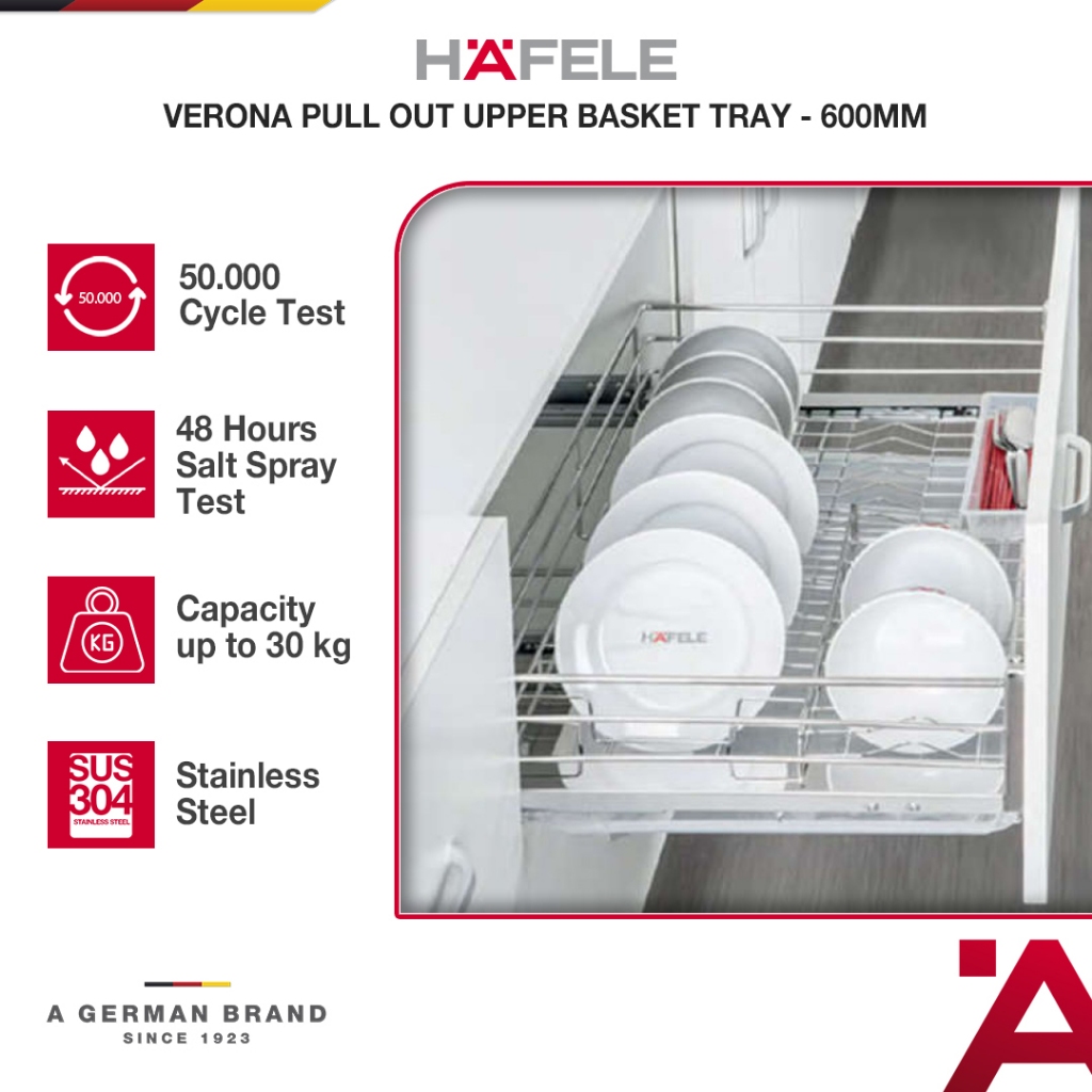 Hafele Verona Rak Piring Tarik Kabinet Dapur Stainless  60cm – Kitchen Basket Wire Besi Pull Out Ful