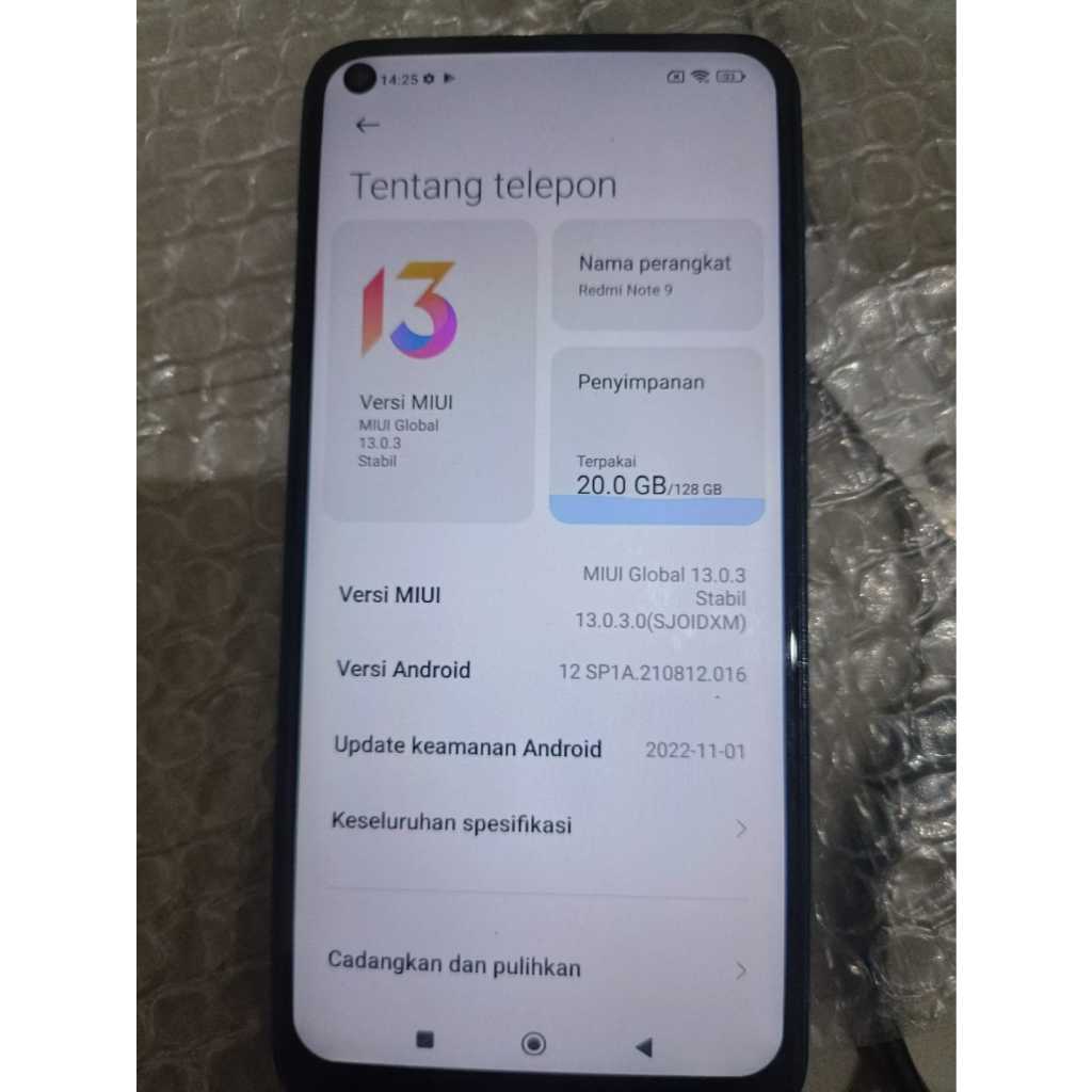hp handphone xiaomi redmi note 9 ram 6/128gb second original seken bekas termurah
