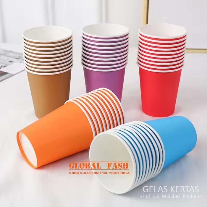 [isi 10] Gelas Kertas Polos / Paper Cup / Gelas Ulang Tahun Polos / Party Equipment Cup Polos