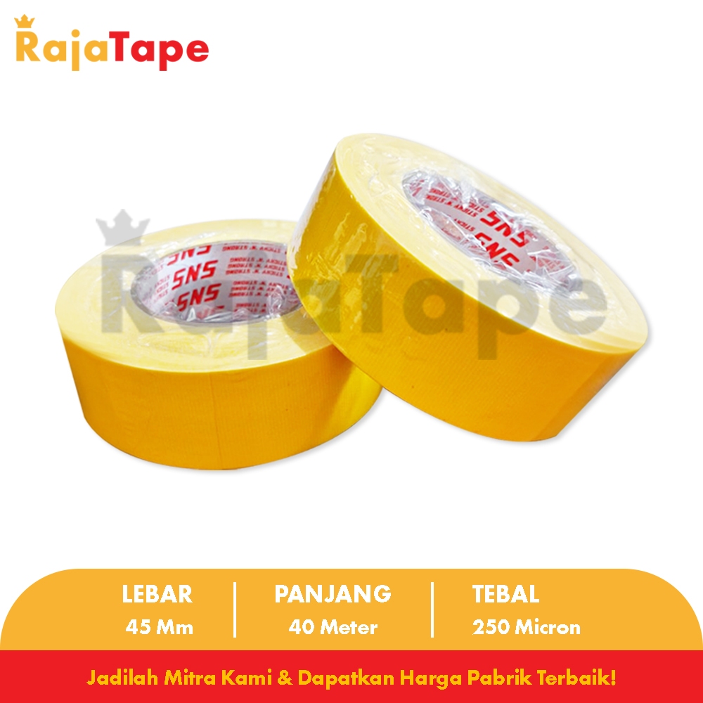 

RB Lakban Kain Hitam/Kuning/Putih Jumbo / Cloth Tape Jumbo 40 Meter X 45 Mm X 250 Mic SNS RAJA TAPE