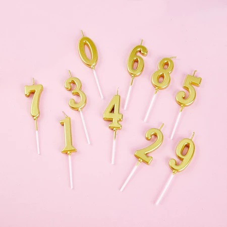 0~9 Lilin Angka / Lilin Ulang Tahun Emas 1pcs / Lilin Kue Ulang Tahun Golden Number Candle