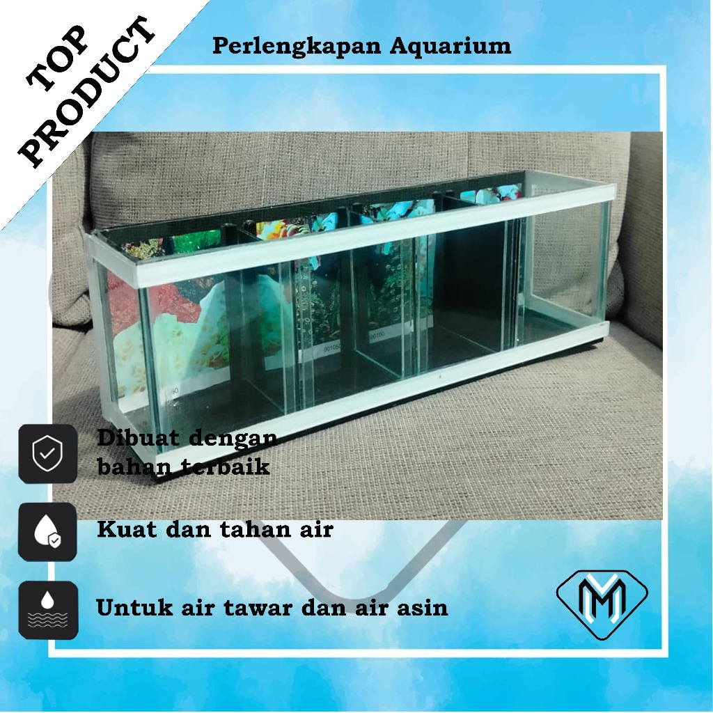 aquarium set lengkap sudah dapat berbagai perlengkapan aquarium panjang 30 cm sekat 4