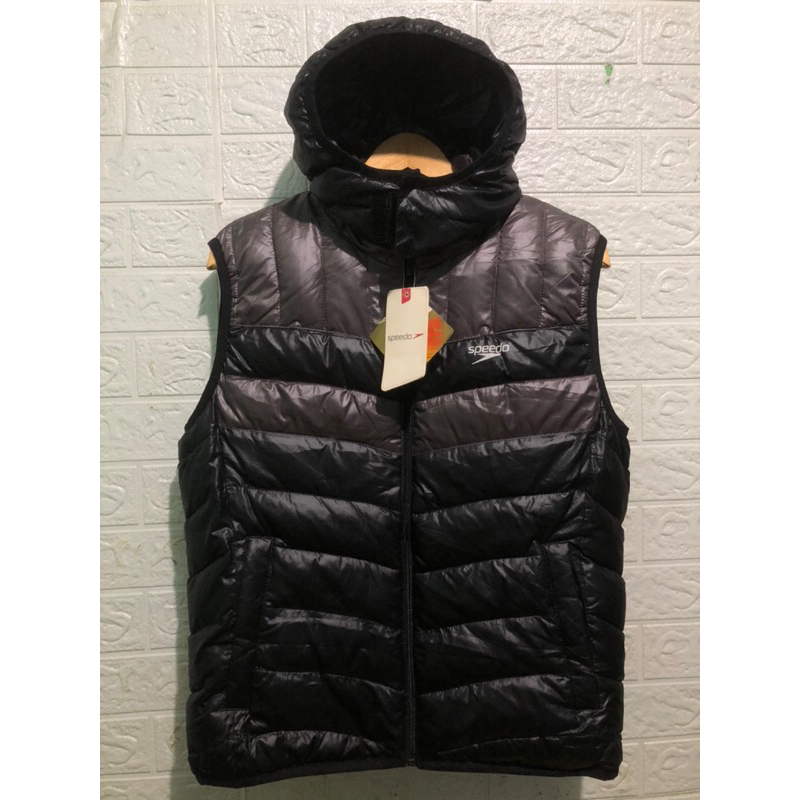 SPEEDO Vest down bulu angsa hoodie jaket black silver