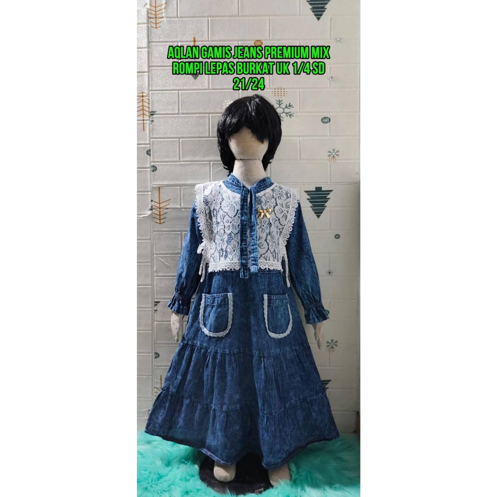 GAMIS ANAK JEANS TERBARU/GAMIS ANAK KEKINIAN /GAMIS ANAK JEANS ROMPI KEKINIAN