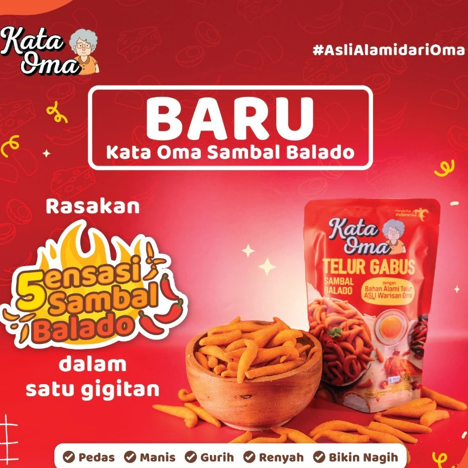 

Kata Oma Telur Gabus Rasa Balado - Cemilan Kue Gabus 50 Gr TERBARU