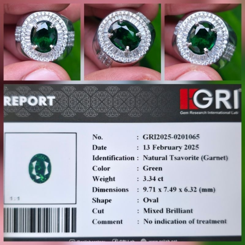 Batu Natural HQ Green Tsavorite Garnet Memo 3.34 crt