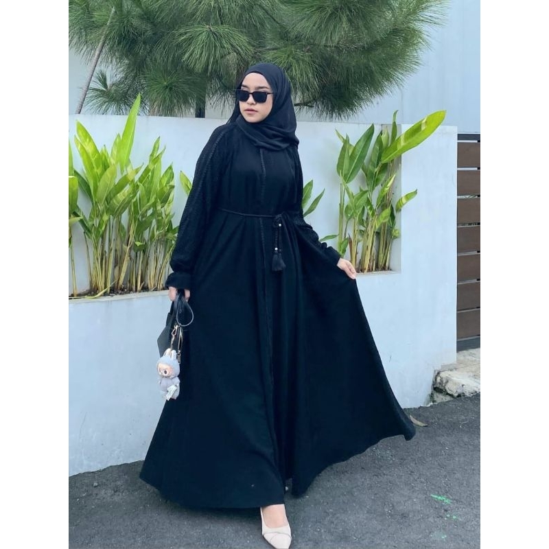 ABAYA ARAB (BUSUI) ORIGINAL HITAM POLOS (KEMBANG MAYUNG) MOTIF TSAMIRA JETBLACK HITAM-PEKAT VIRAL TE