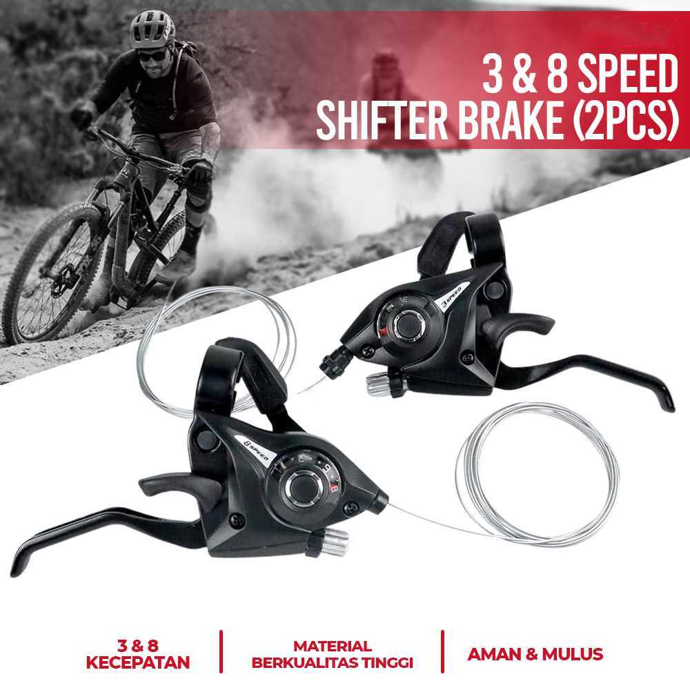 Set Shifter Sifter Sepeda 3x8 Sped Handle Rem Sepeda Gunung MTB Lipat Fixie 3 Speed 8 Speed ORIGINAL