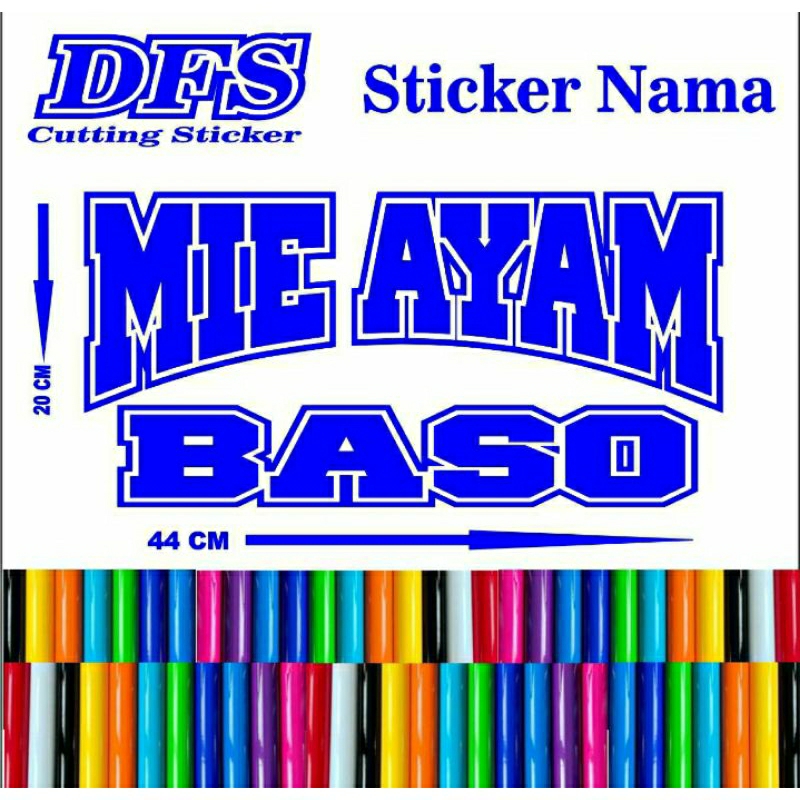 

sticker cutting tulisan mie ayam bakso ukuran 20cm x44cm