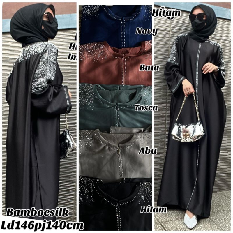 Abaya Kaftan Bamboe Silk / Abaya Saudi / Gamis Hitam / Abaya Arab / Abaya Hitam / Abaya Murah / Abay