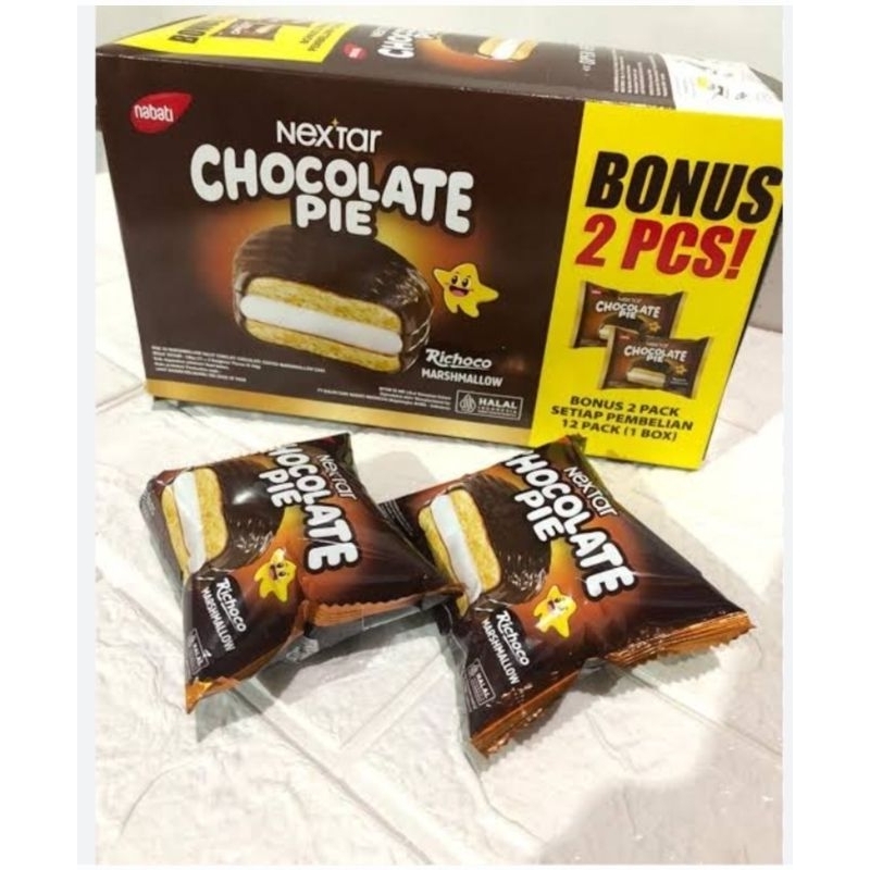

NEXTAR CHOCOLATE PIE 1 BOX ( 12pcs + bonus 2pcs ) 28gram