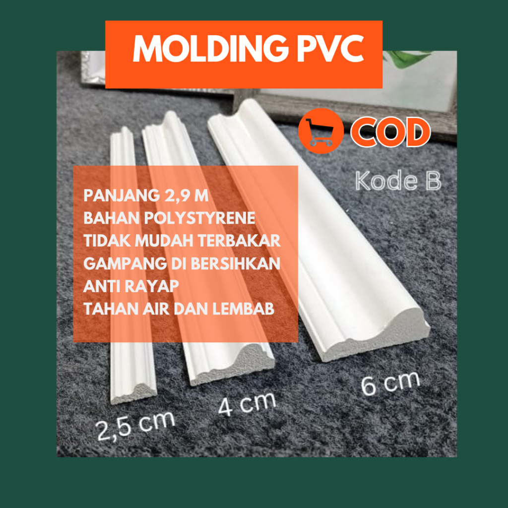 (2,9 METER MODEL OMBAK) LIST MOLDING DINDING BAHAN PVC - LIST DINDING WALMOLDING - MAKASSAR