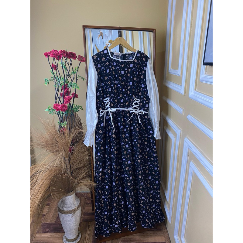 Gamis katun motif Bunga