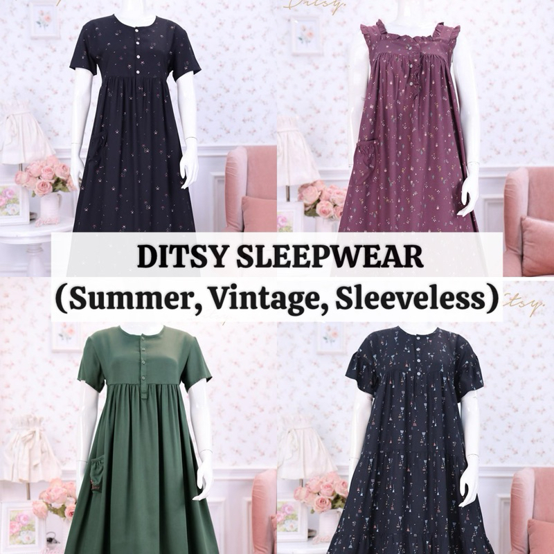 DITSY Sleepwear S M L XL Cavel Summer Love Berry Summer Anea Nightdress Naira Vintage