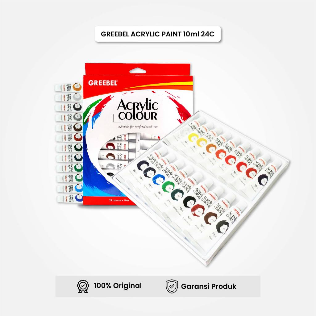 

GREEBEL Acrylic Paint Cat Akrilik Set 12/18/24 Warna 10ml / Cat Lukis