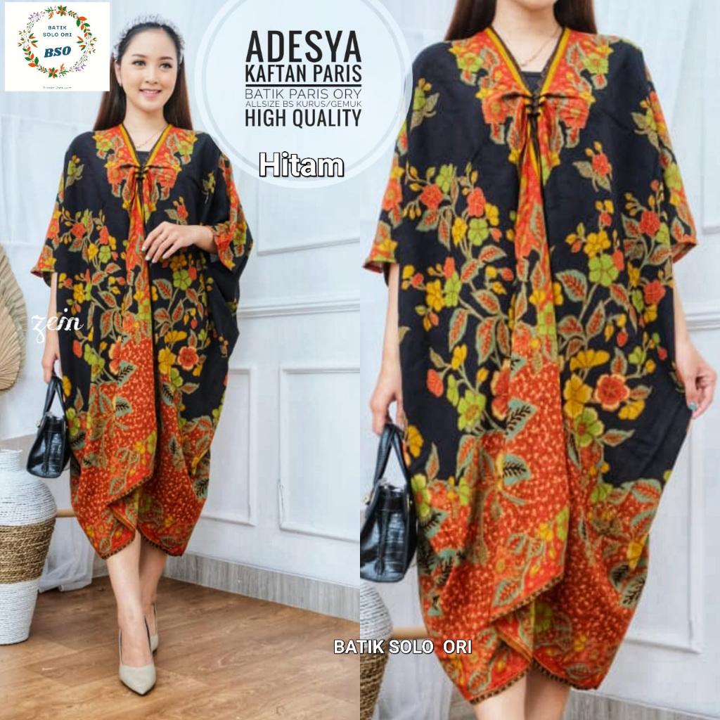 ADESYA KAFTAN PARIS BEST SELLER. DRESS KAFTAN SERUT DADA ANGGREK BY BATIK SOLO ORI BISA COD. DRESS B