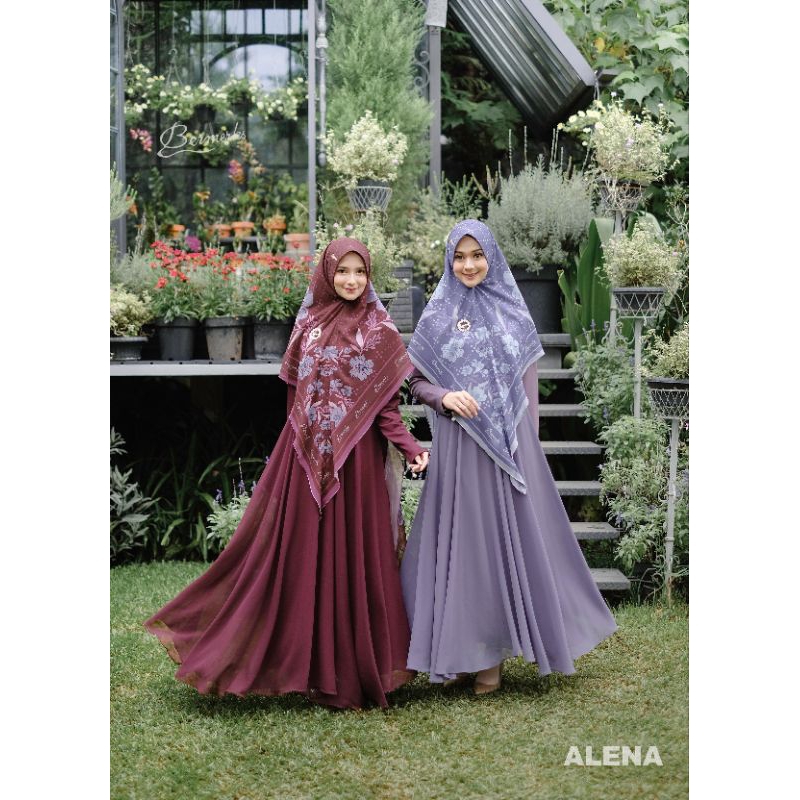 ALENA Gamis Ceruty Set Khimar ORI by Bermerks Syar'i Terbaru/ Alena Set Khimar Ory Bermerks/ Gamis C