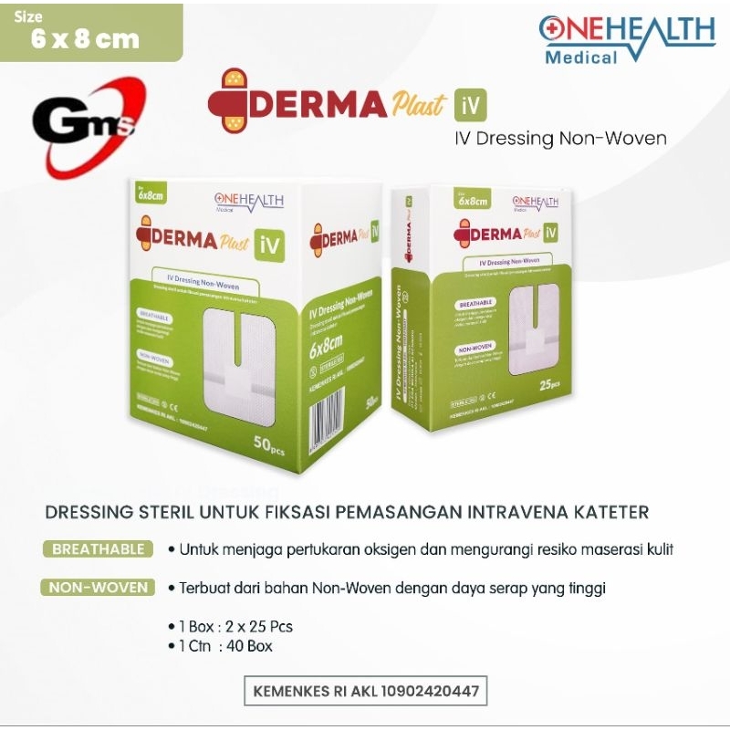 Onehealth Dermaplast IV Dressing 6 x 8cm Non Woven 1 Pcs