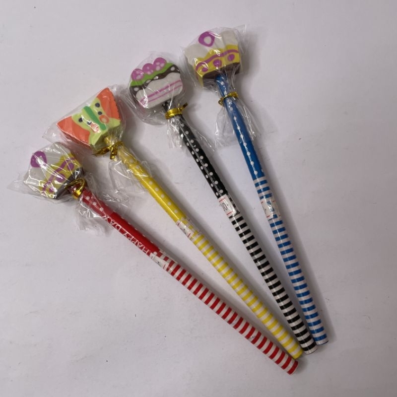 

pensil dan penghapus karakter lucu