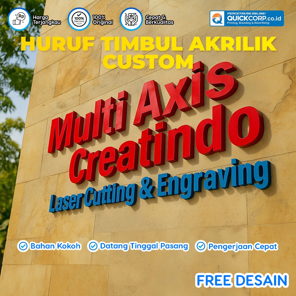 Huruf Timbul Akrilik Custom Logo Nama Usaha | Plang Dinding Elegan Kantor/Toko