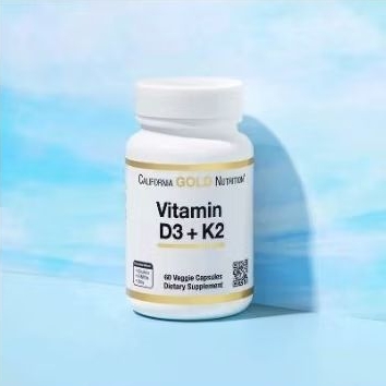 California Gold Nutrition Vitamin D3 5000 IU + K2 120 mg Original USA isi 60 Kapsul vege untuk menin