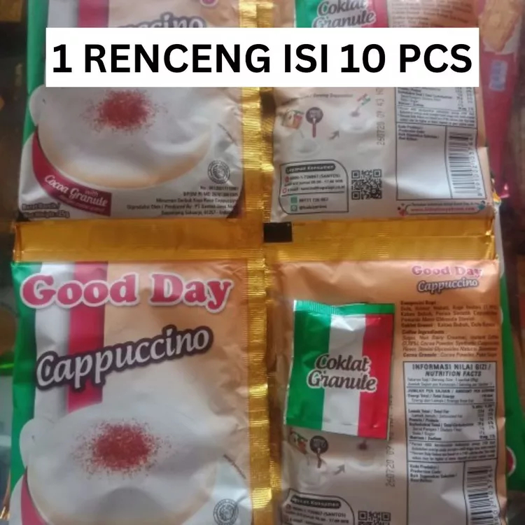 

(1 RENCENG ISI 10 PCS) Good Day Kopi Cappucino Kopi Bubuk Eceran 1 Renceng