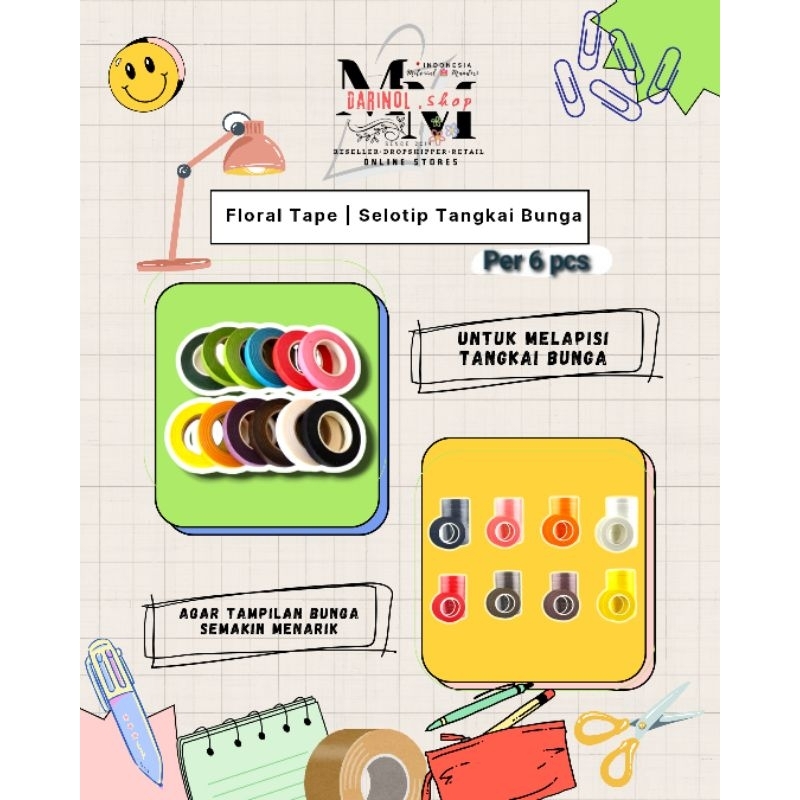 

[Pre-Order] Flower Tape atau Selotip tangkai Bunga ~ Grosir GROSIR Min.Order 6pcs