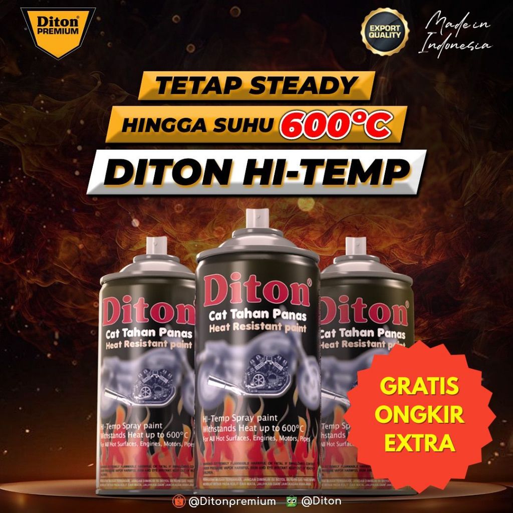 Diton Hi Temp Pilok Pilox Cat Diton Anti Panas Hitam Diton Hi-Temp Black Silver Cat Tahan Panas Untu